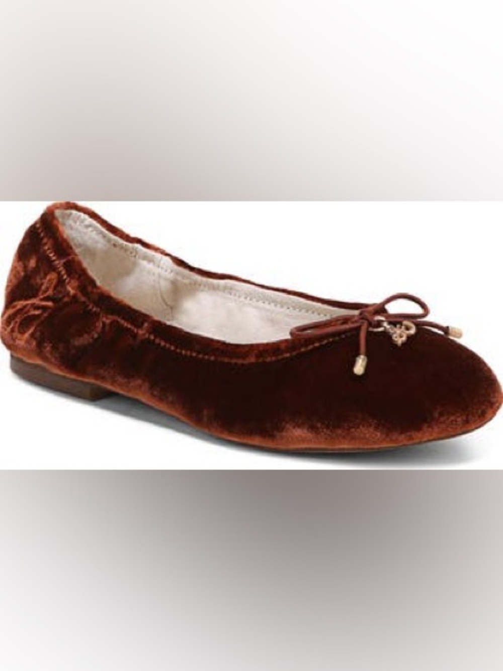 SAM EDELMAN FELICIA KIDS VELVET BALLET FLATS IN COPPER 2